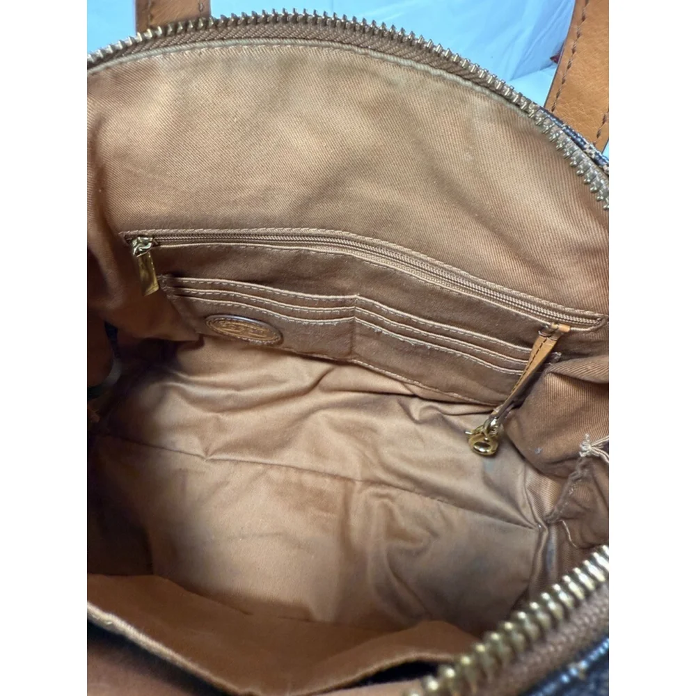 FOSSIL SYDNEY Multi Brown PVC Coated Canvas Satchel Medium